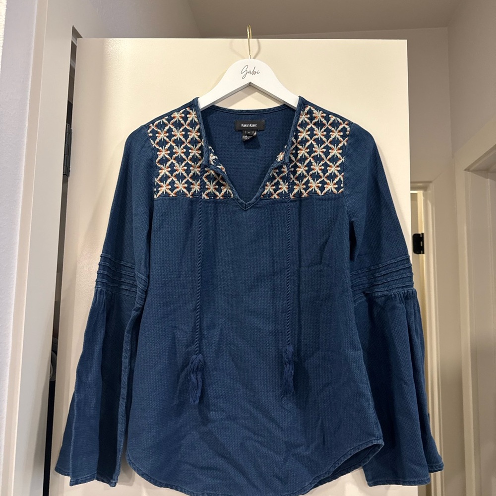 Karen Kane Navy Embroidered Shirt